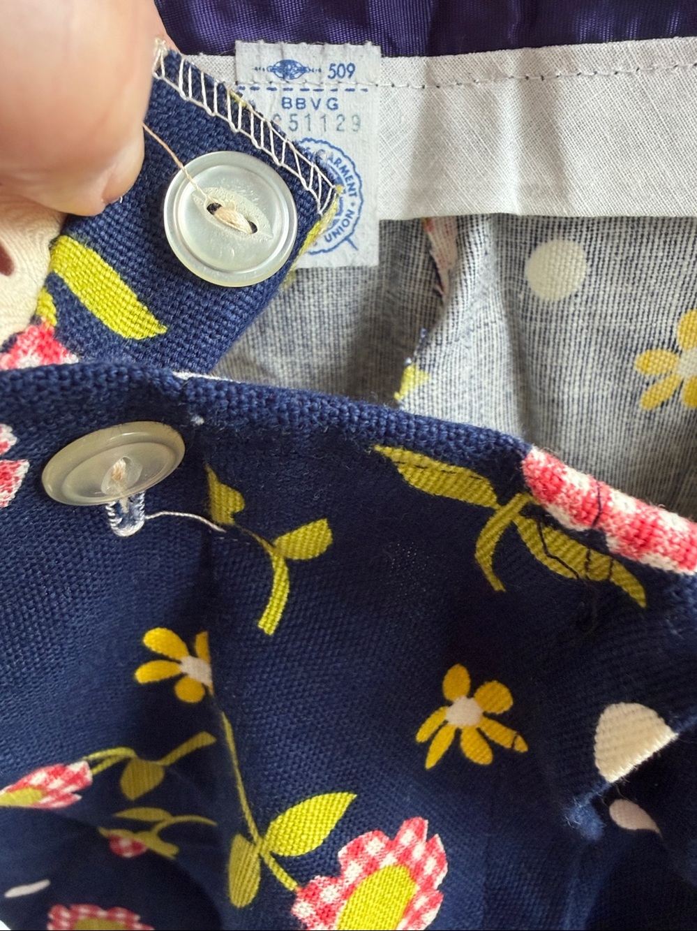Cottagecore, Retro-Vintage, 70s Boho, sunflower polka dot overalls - Picture 13 of 15